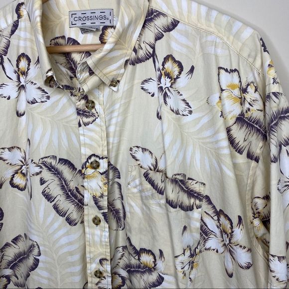 CROSSINGS Hawaiian print short sleeve button down shirt size XXL - Picture 3 of 7